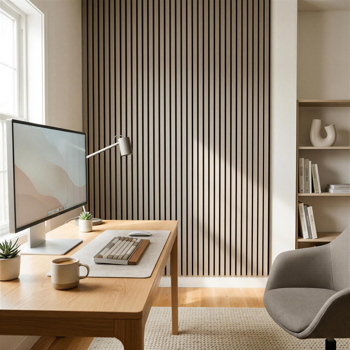 Wooden Acoustic Wall Panels - 120 x 60cm - Grey/Black - Pack of 2