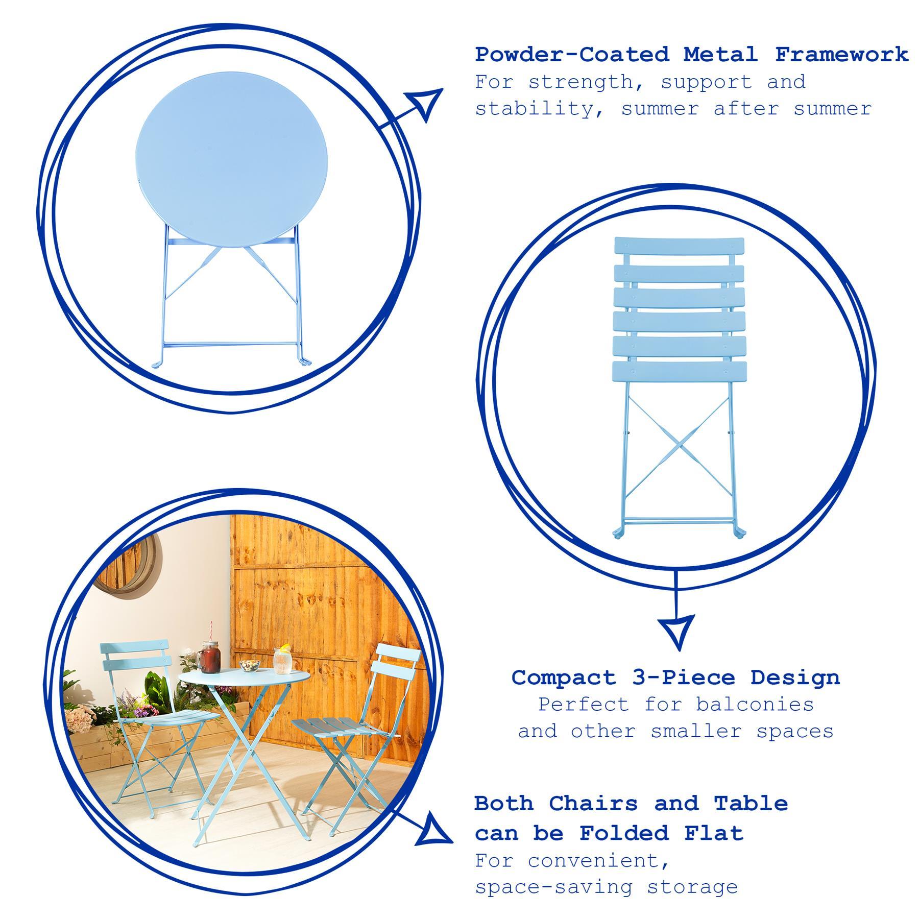 Light Blue Two-Seater Round Bistro Set