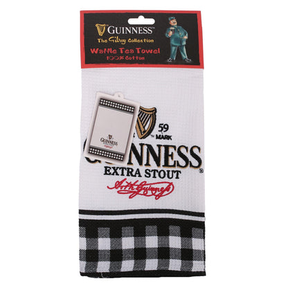 Guinness Label Waffle Tea Towel - 48 x 65cm - White/Black