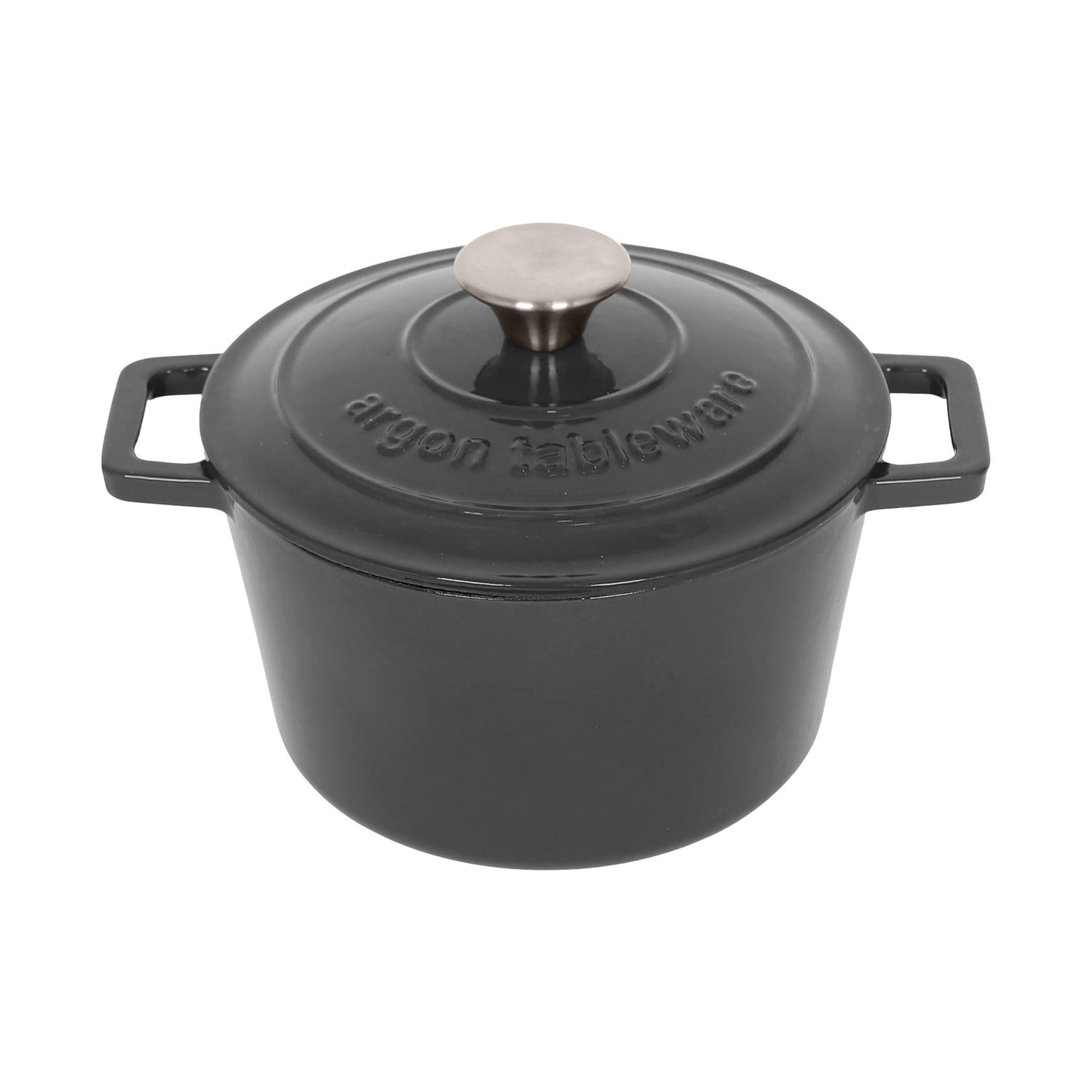 2.8L Dark Grey Round Cast Iron Casserole Dish
