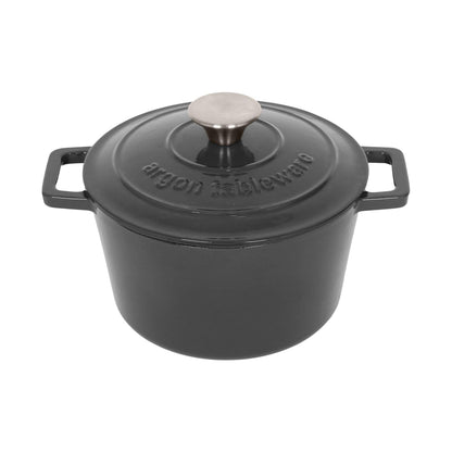 2.8L Dark Grey Round Cast Iron Casserole Dish