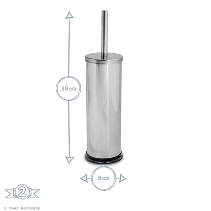 Chrome Round Stainless Steel Toilet Brush &amp; Holder