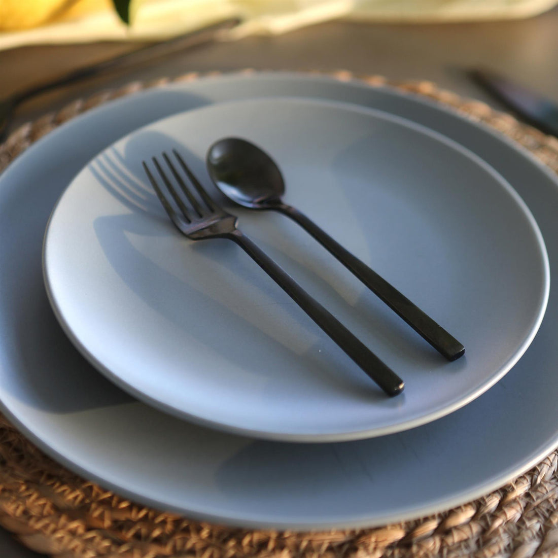 Black 14.5cm Stainless Steel Teaspoons - Pack of 4