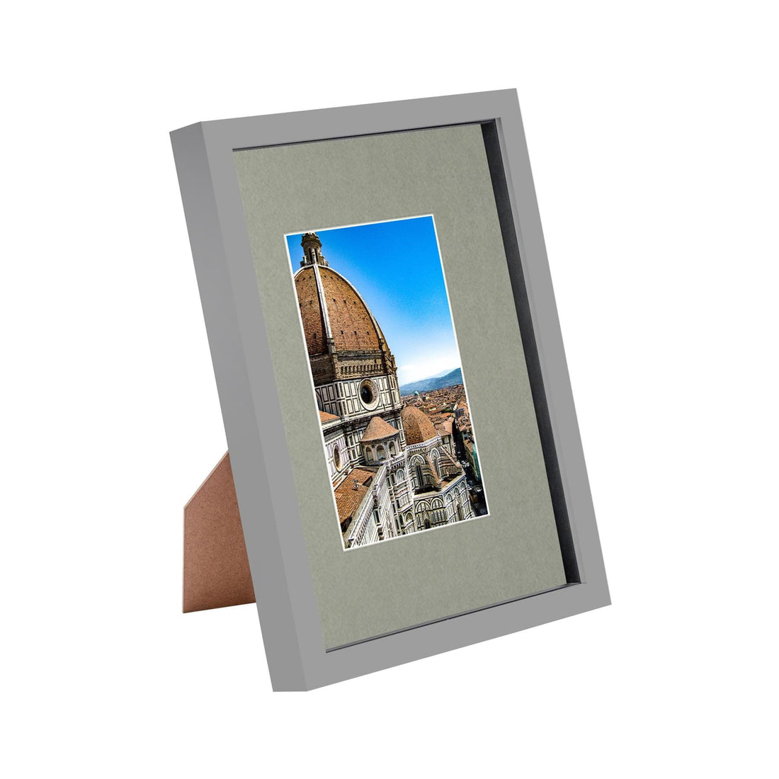 Grey A4 (8" x 12") Shadow Box Photo Frame with A5 Grey Mount