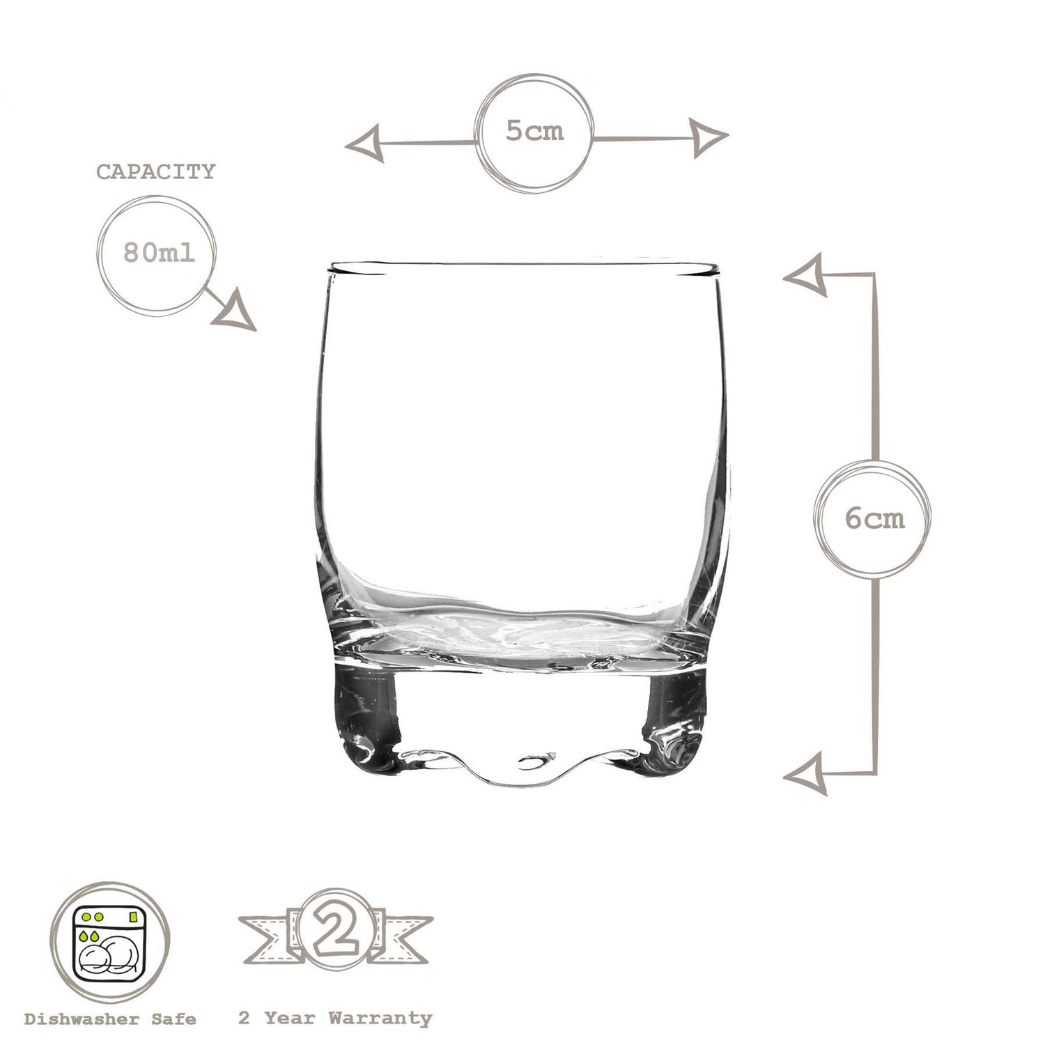 80ml Adora Premium Shot Glasses - Pack of Six