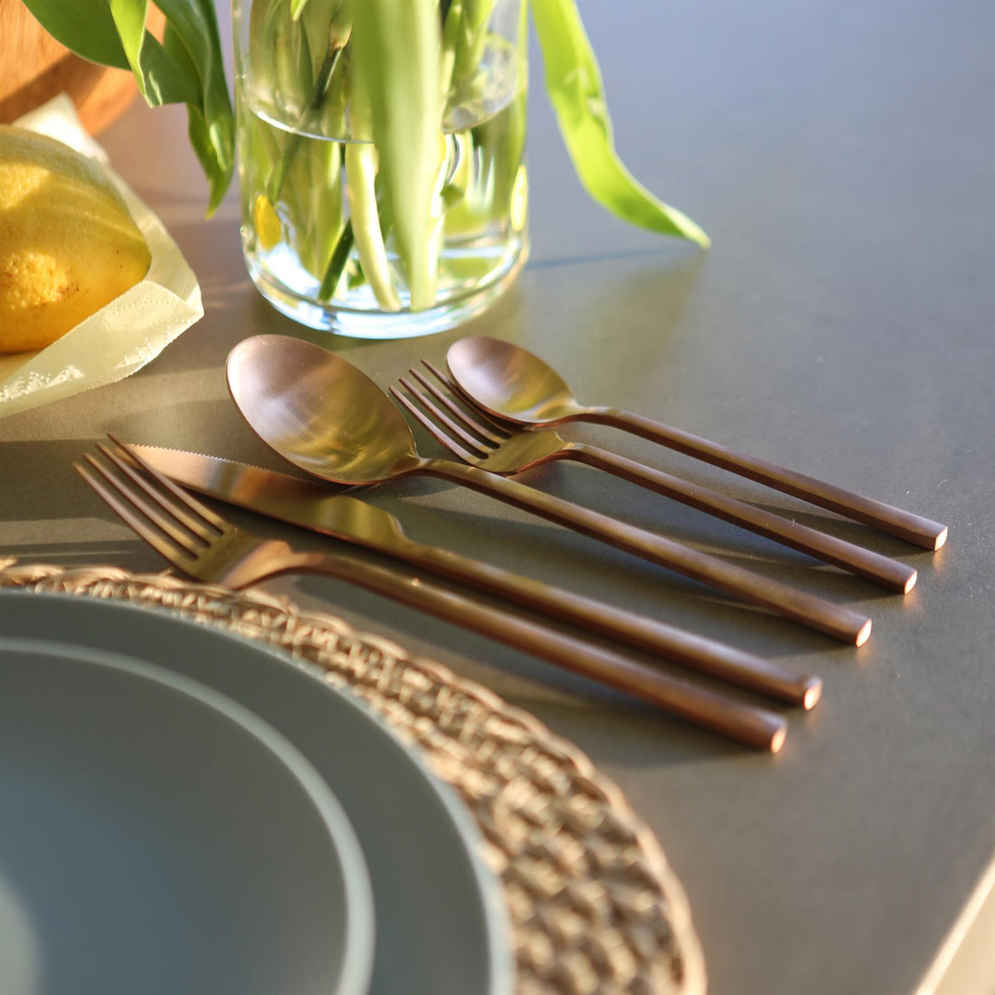 Copper 20-Piece Stainless Steel Cutlery Set