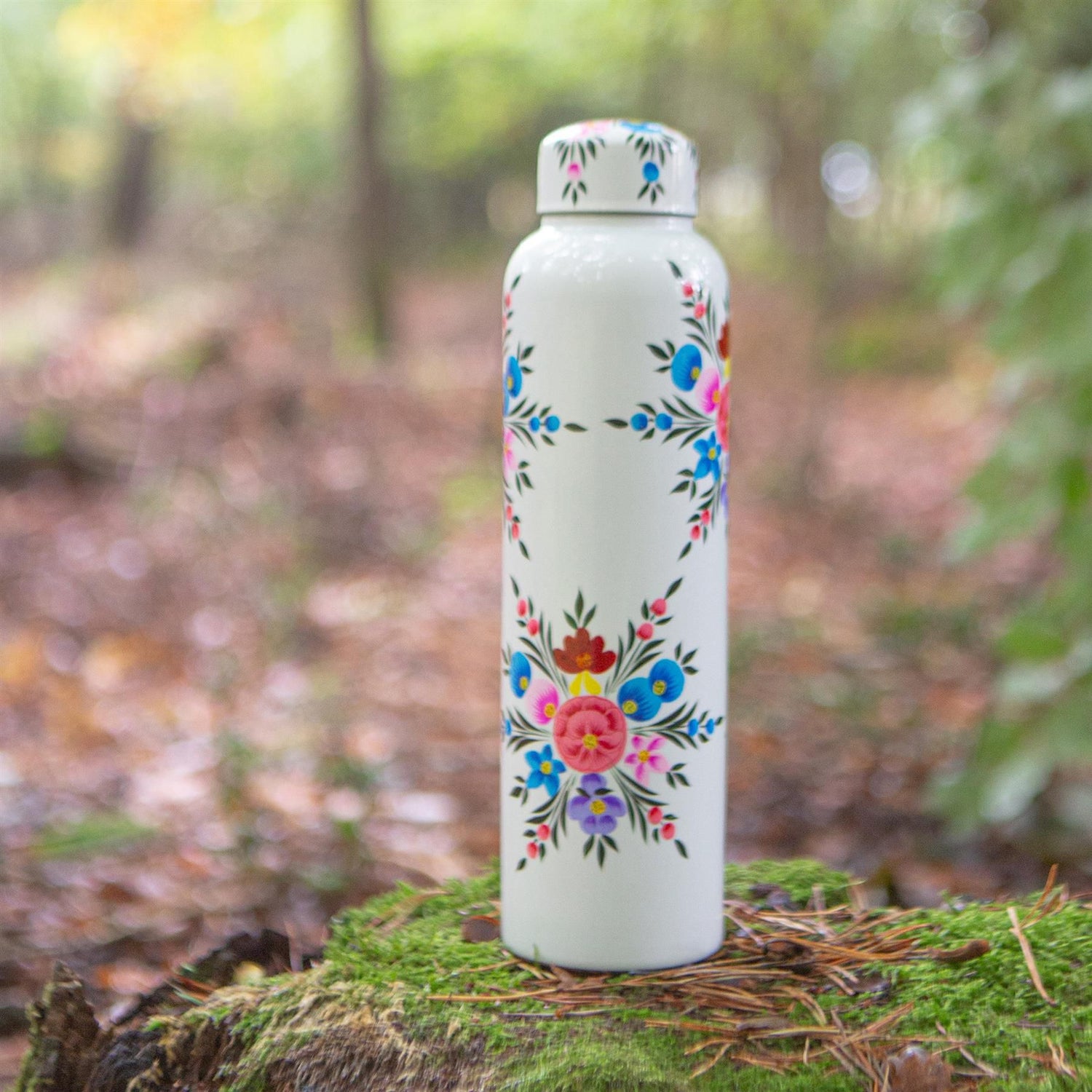 875ml Cotton Pansy Hand-Painted Picnic Water Bottle