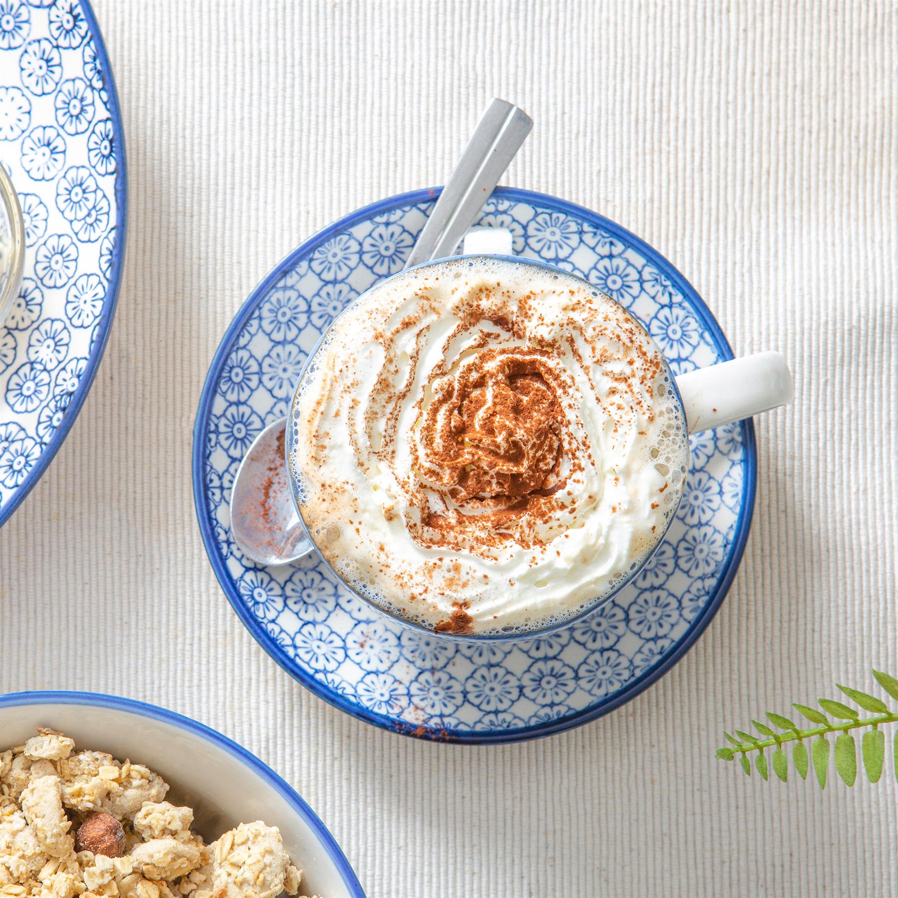 250ml Navy Hand-Printed Stoneware Cappuccino Cups - Pack of Six