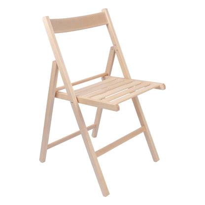 Beige Folding Chair – Solid Beech Wood Frame for Dining &amp; Events