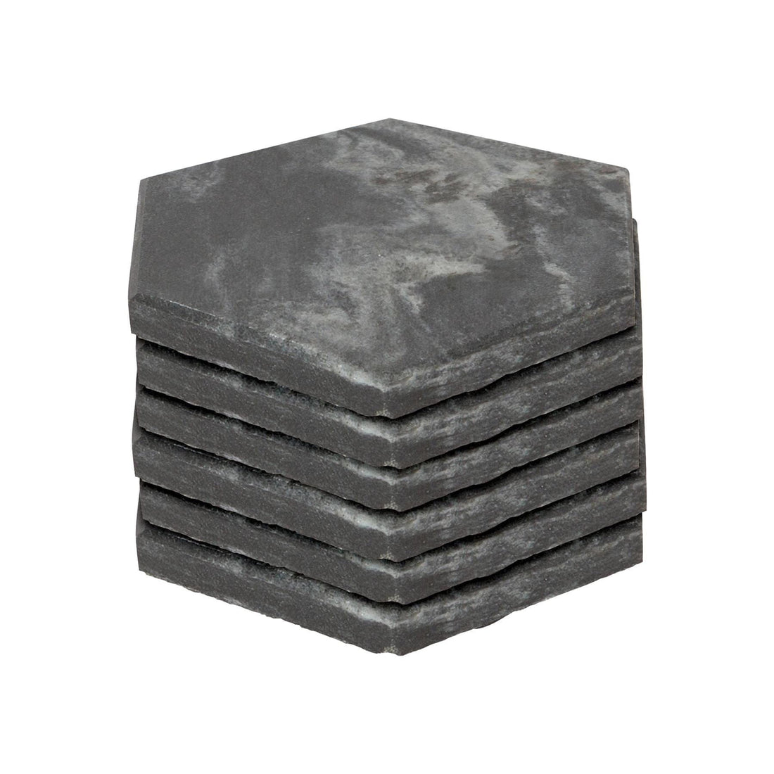 Black 10cm Hexagonal Marble Coasters - Pack of 6