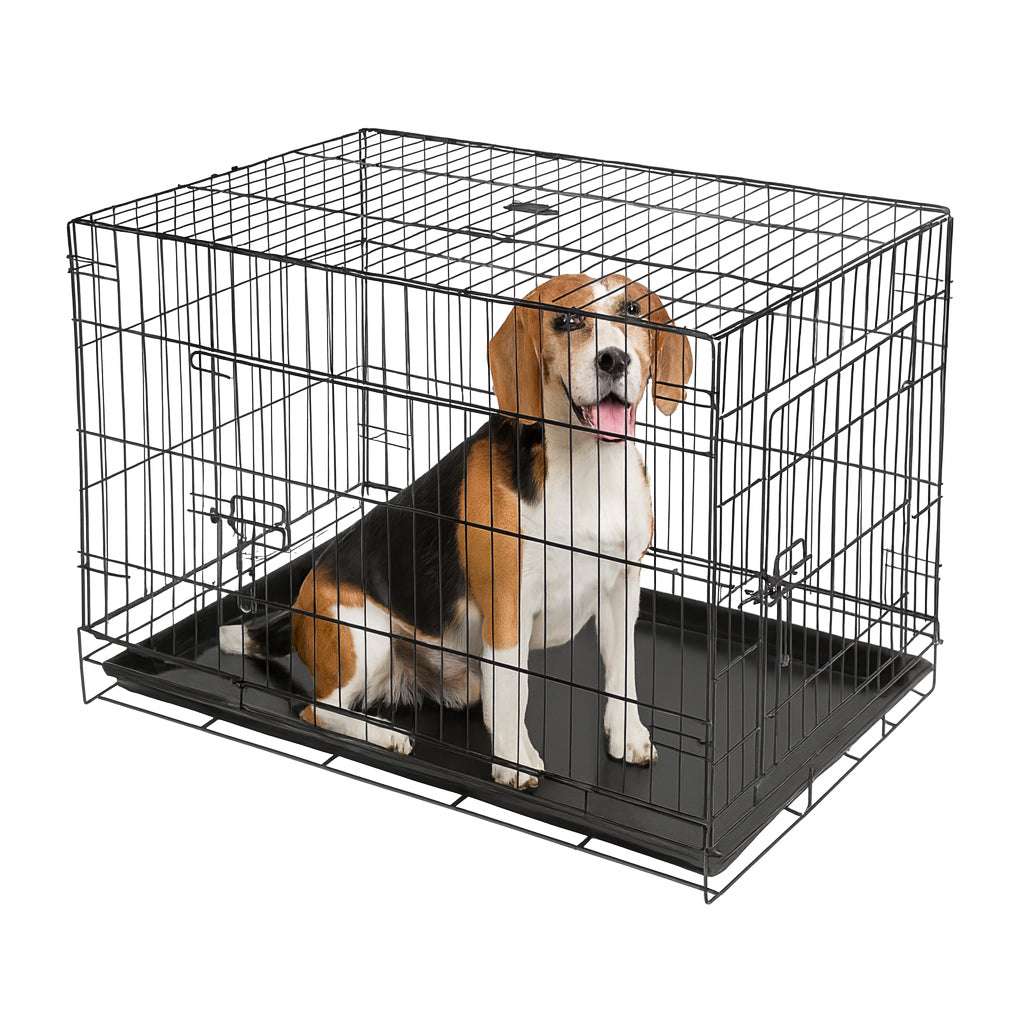 2 Door Metal Dog Crate with Removable Tray - Medium