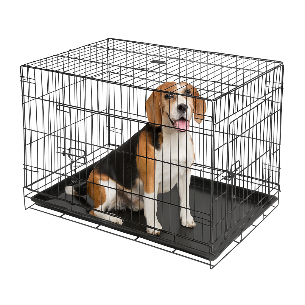 2 Door Metal Dog Crate with Removable Tray - Medium