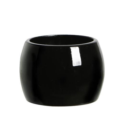 Metallic Black Melamine Napkin Rings - Pack of Six