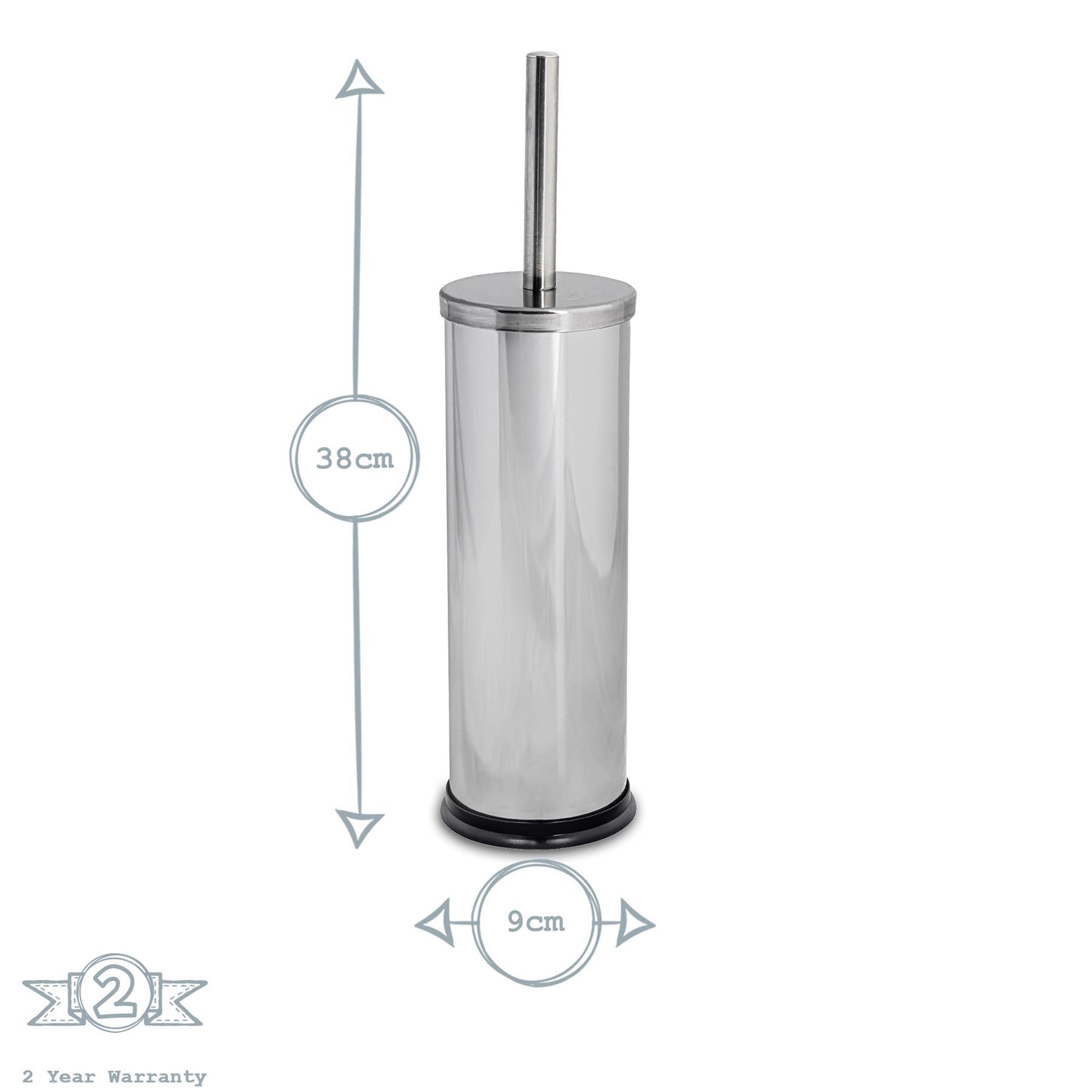 Chrome Round Stainless Steel Toilet Brush &amp; Bin Set