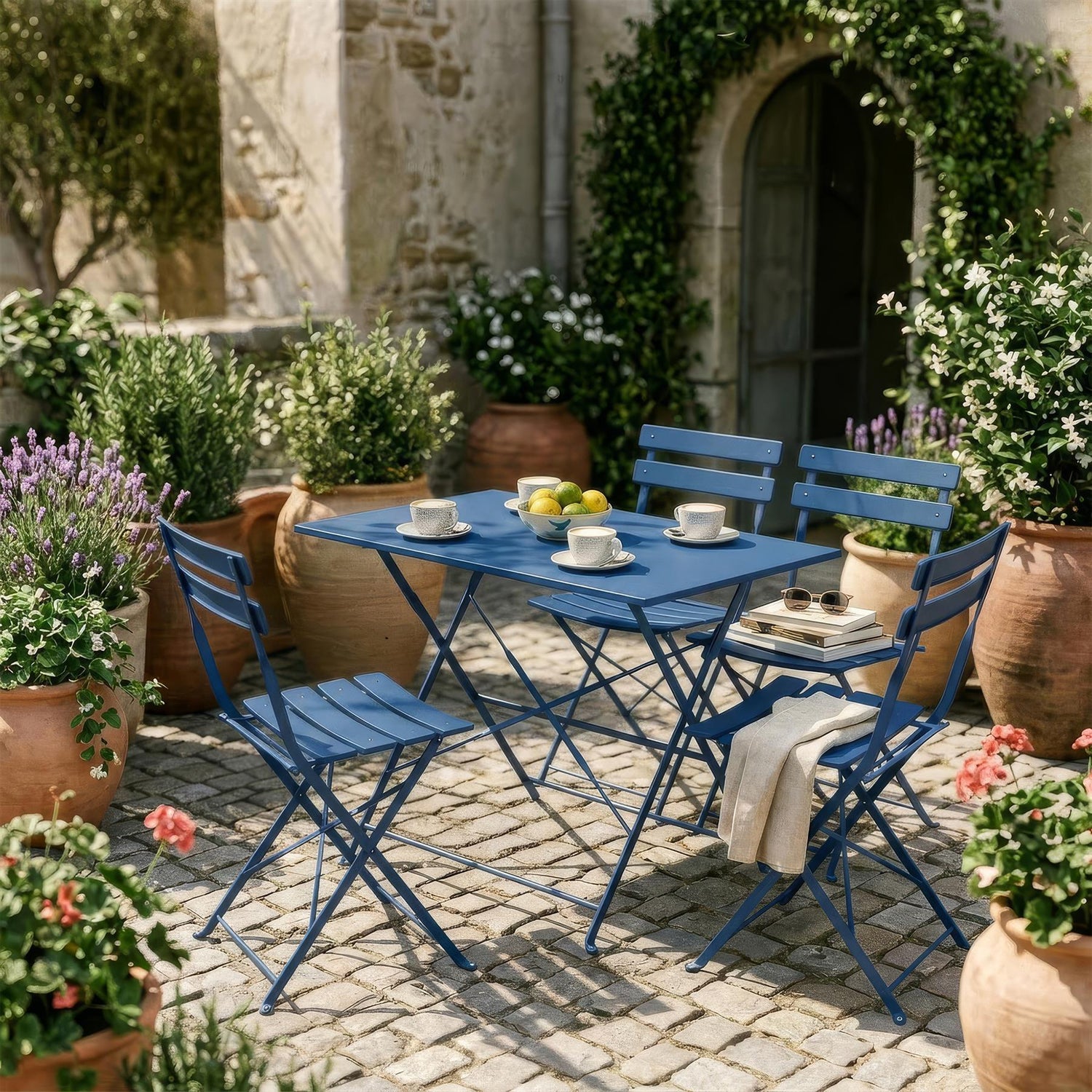 5 Piece Sussex Folding Patio Bistro Set - Navy