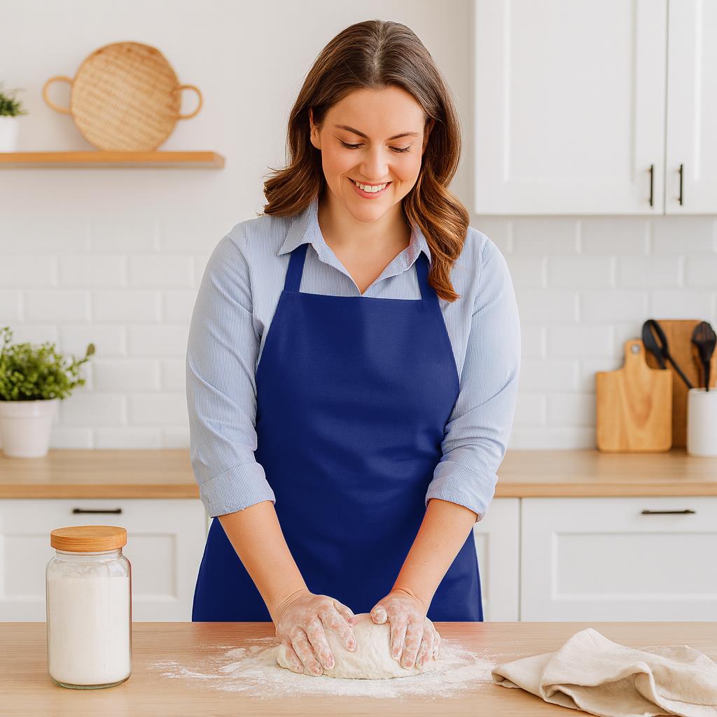 Navy Cotton Kitchen Bib Apron - One Size