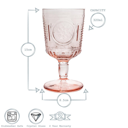 320ml Pink Romantic Wine Glasses - Pack of Four