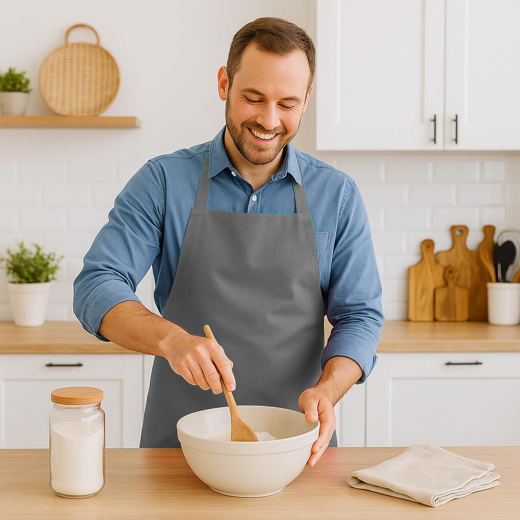 Grey Cotton Kitchen Bib Apron - One Size