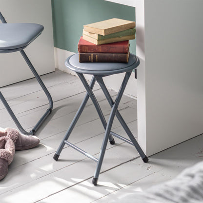 Grey Padded Folding Stool