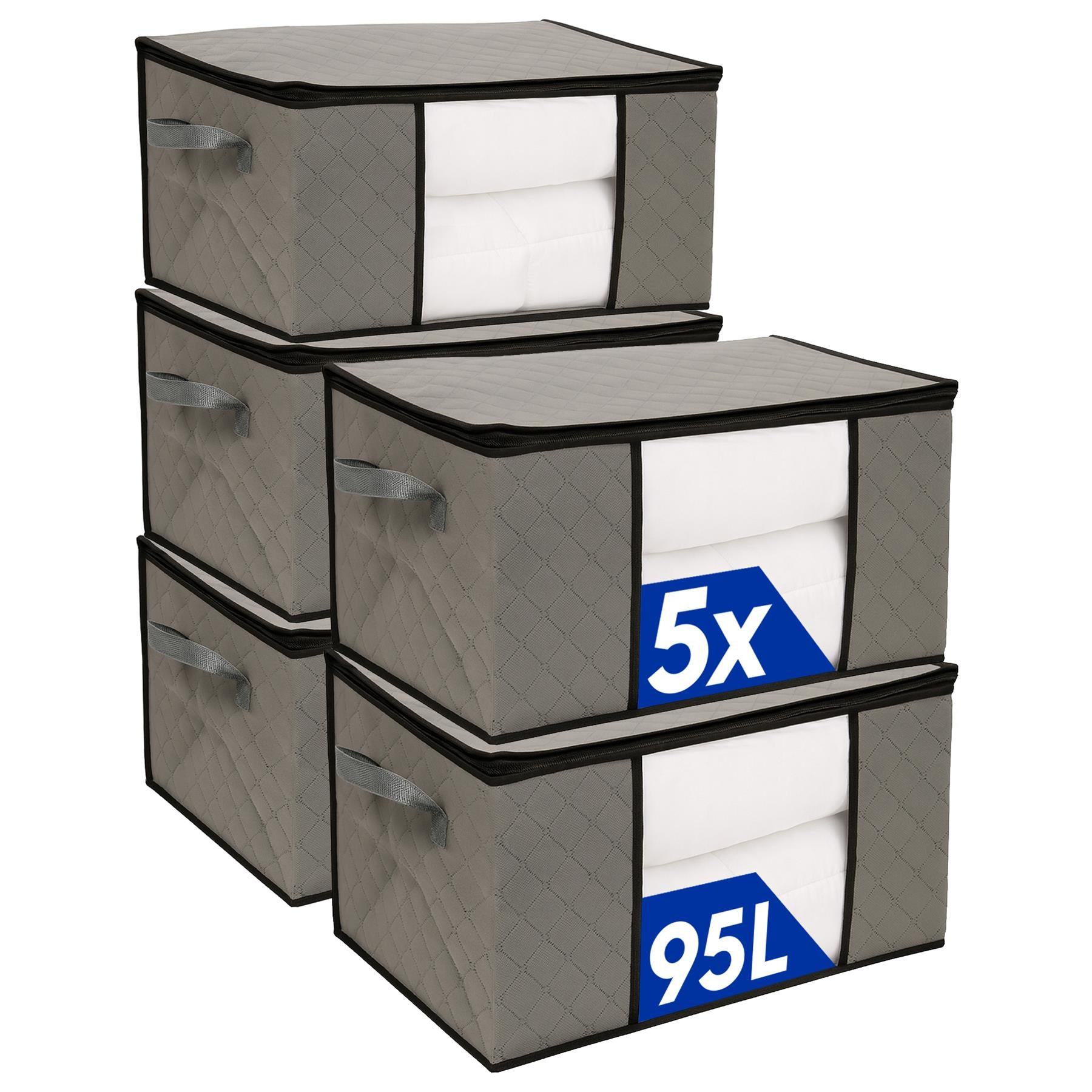 95 Litre Clothes Storage Bags with Lid - Grey - Pack of 5 | Rinkit.com