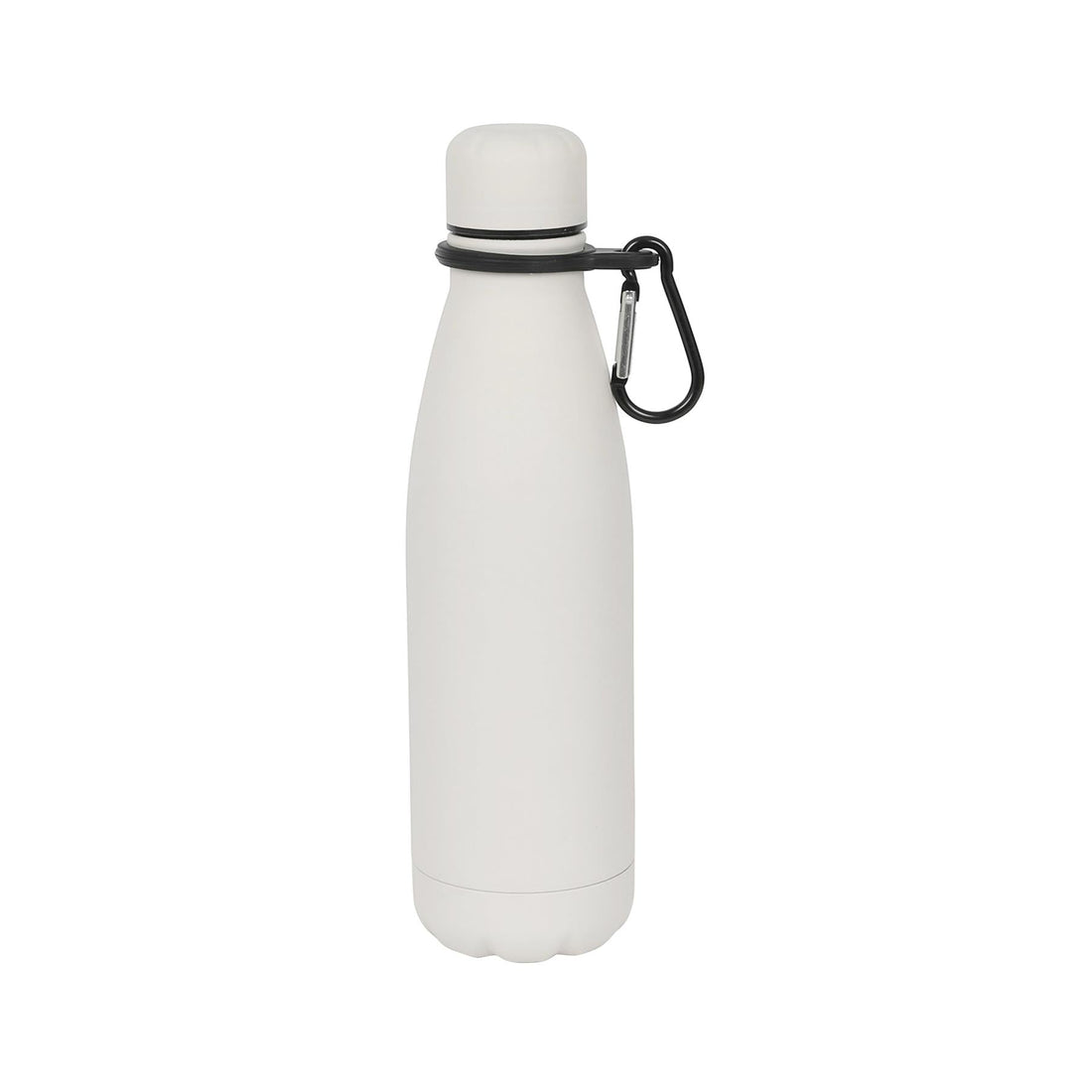 500ml White Stainless Steel Water Bottle with Carabiner Clip