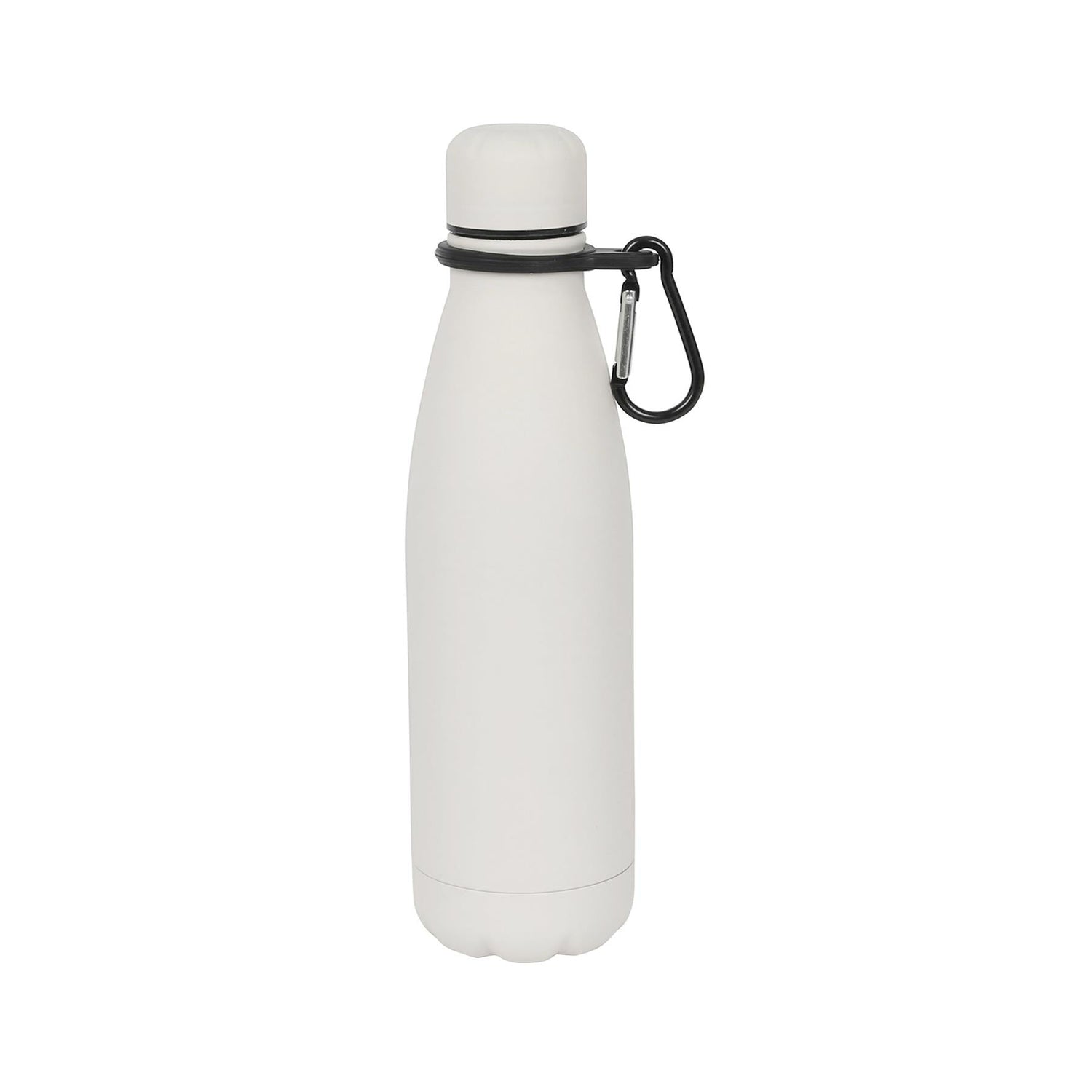500ml White Stainless Steel Water Bottle with Carabiner Clip