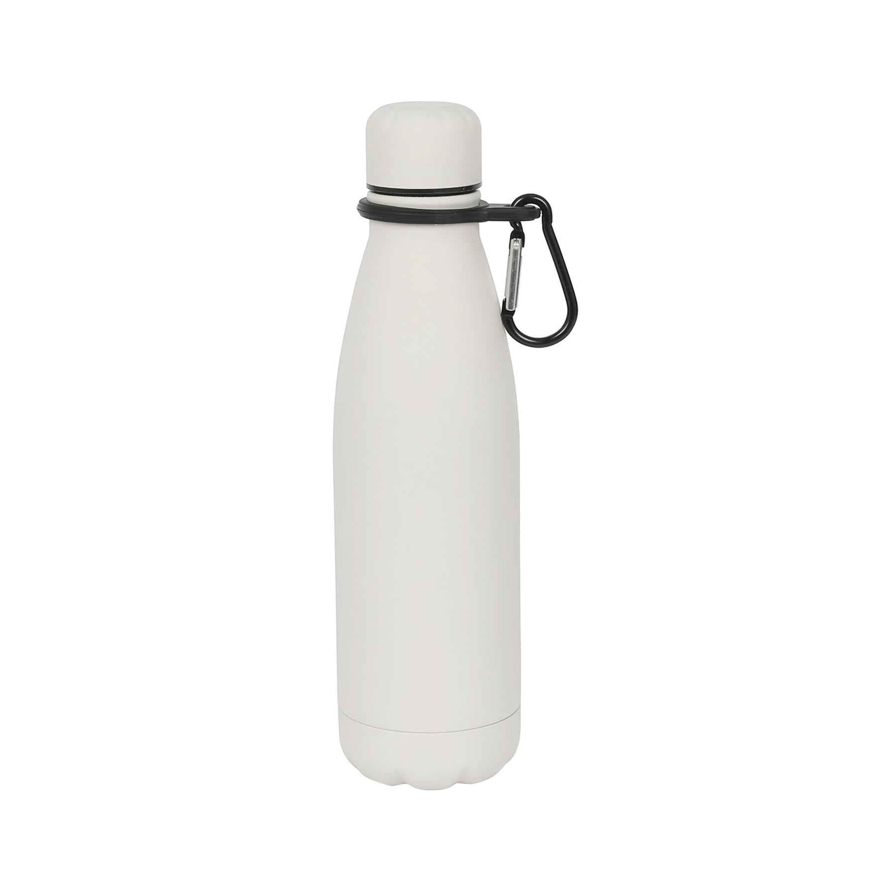 500ml White Stainless Steel Water Bottle with Carabiner Clip