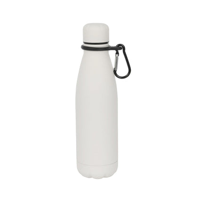 500ml White Stainless Steel Water Bottle with Carabiner Clip