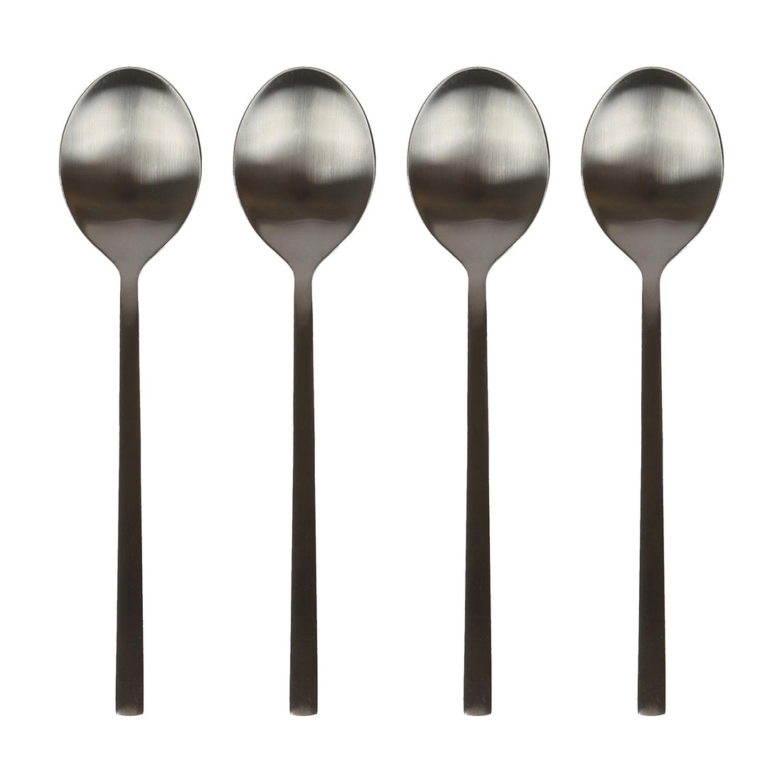 Black 20cm Stainless Steel Dessert Spoons - Pack of 4