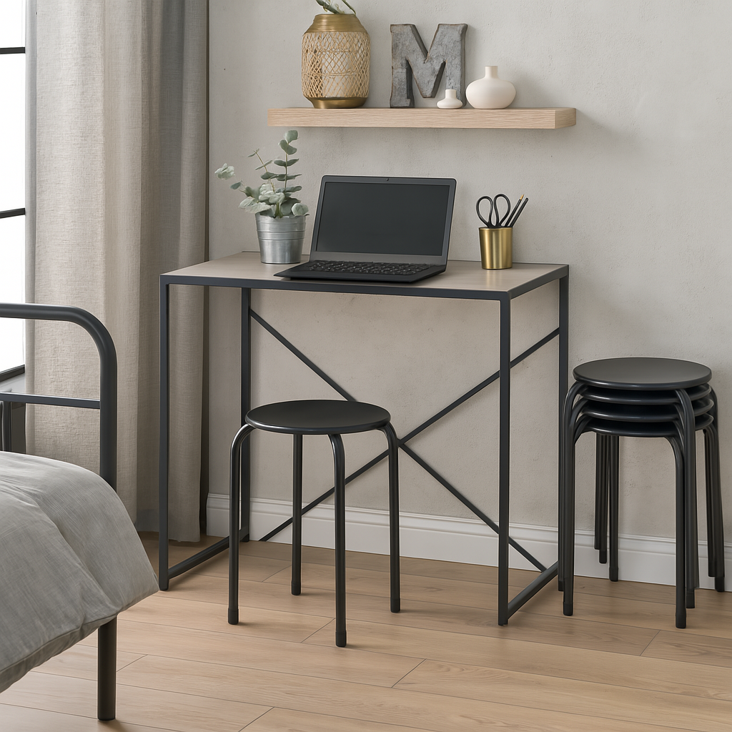stacking MESH high stool ブラック Metal Stacking Stools - Pack of 6 | Rinkit.com