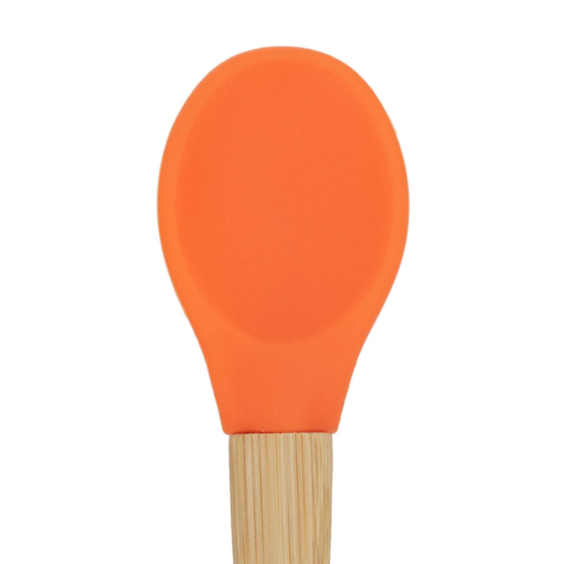 2-Piece Bamboo Baby Weaning Fork &amp; Spoon Set with Orange Silicone Tips