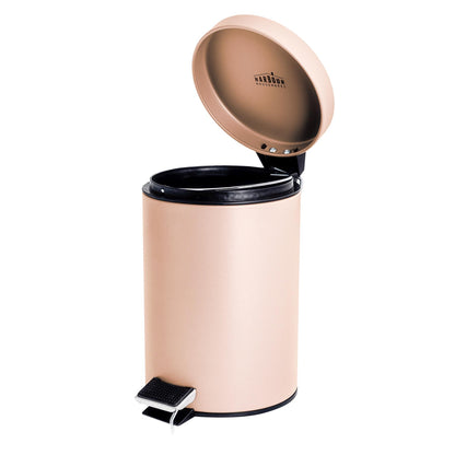 Matt Pink Round Stainless Steel Toilet Brush &amp; Bin Set