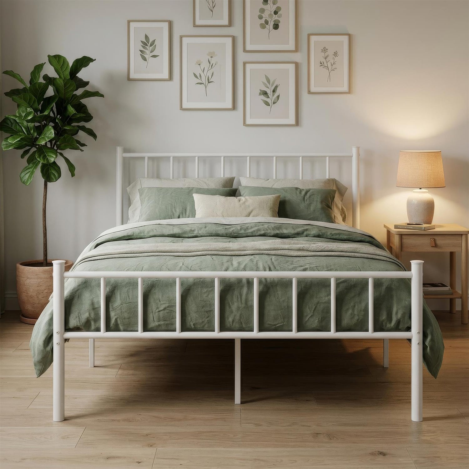 Double Metal Bed Frame - 4ft 6" - White
