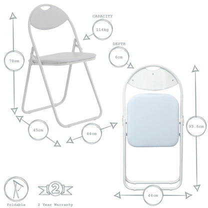 White Curved White Framed Padded Folding Chair