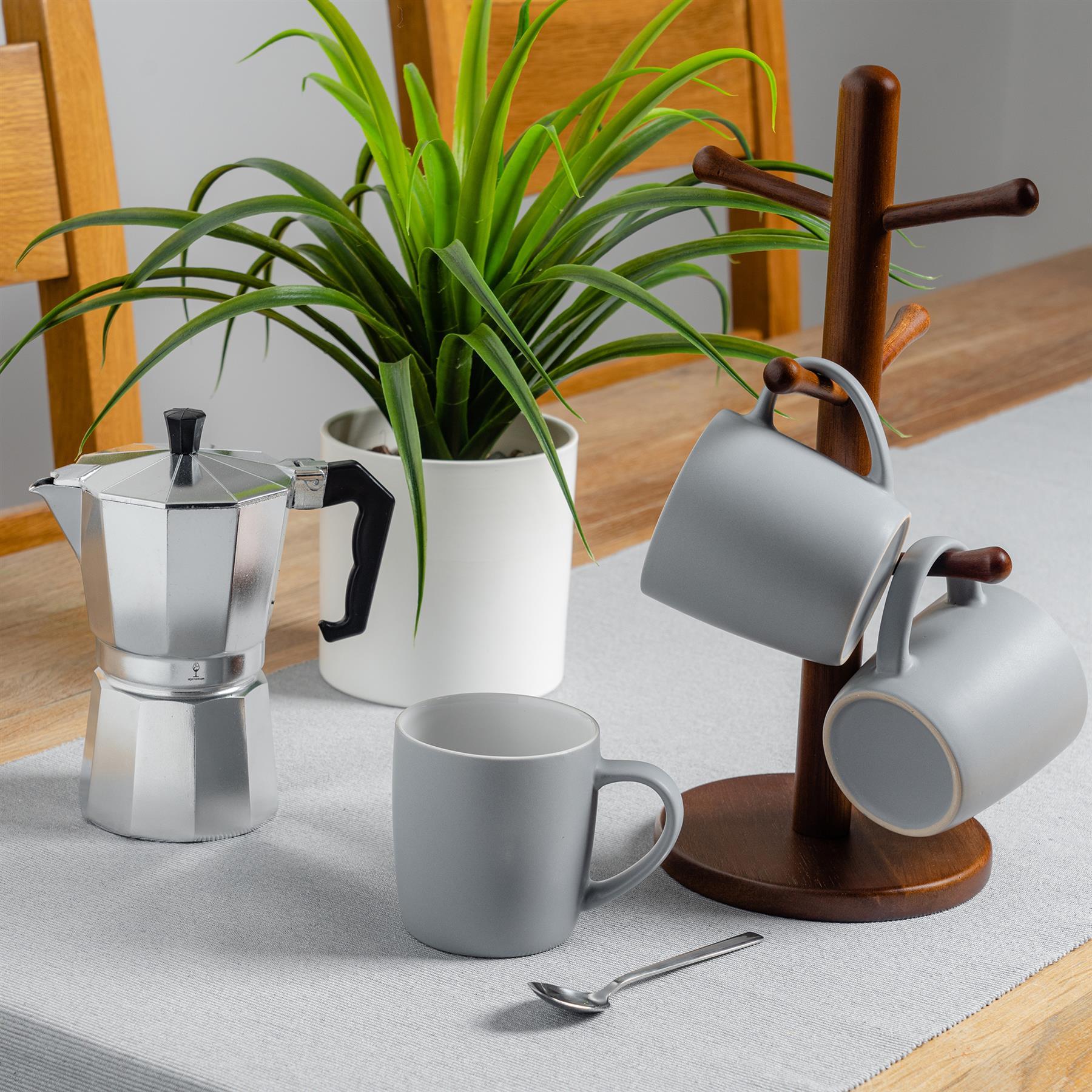 350ml Matt Grey Coloured Coffee Mugs - Pack of Six