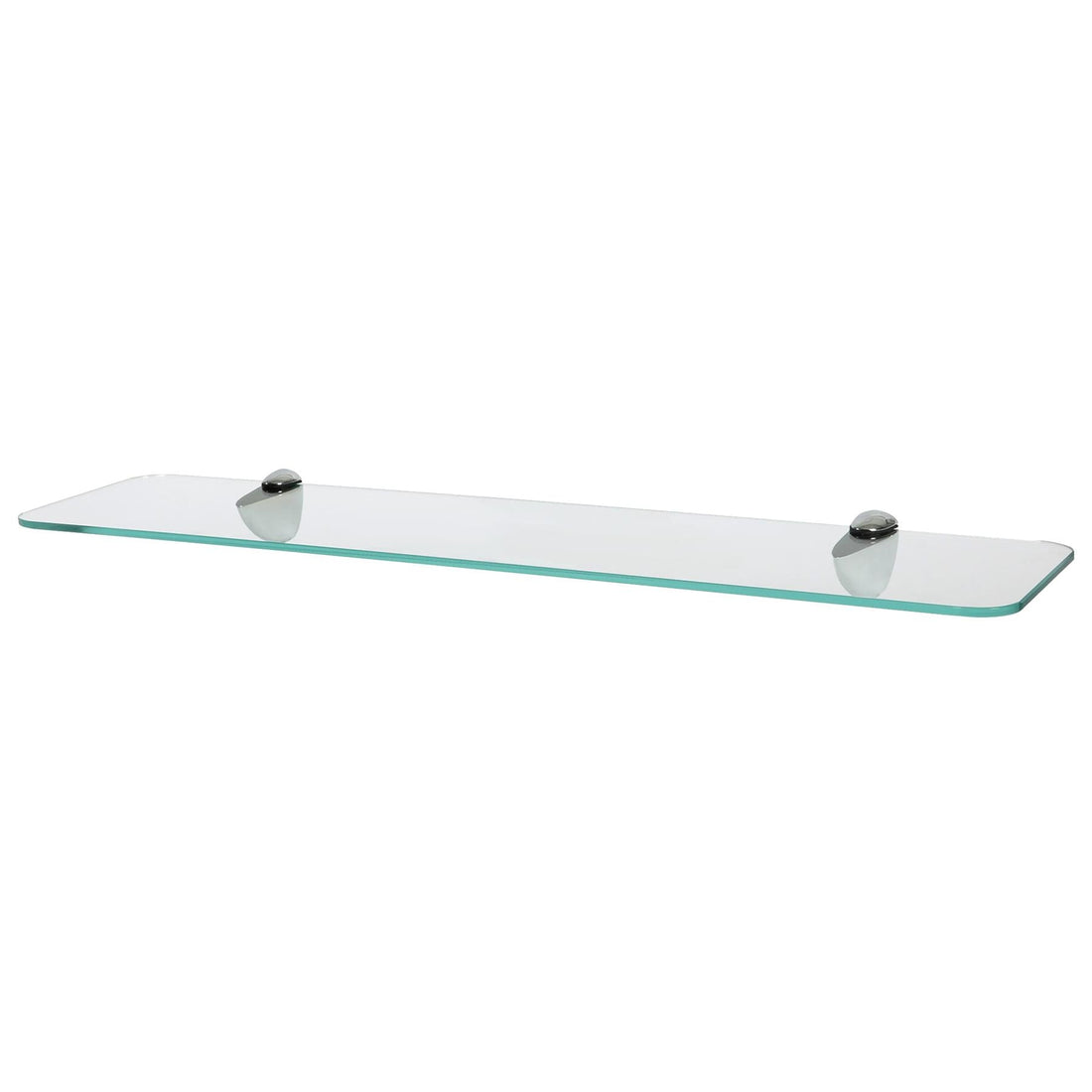 60cm Rounded Floating Glass Shelf with Chrome Fixings