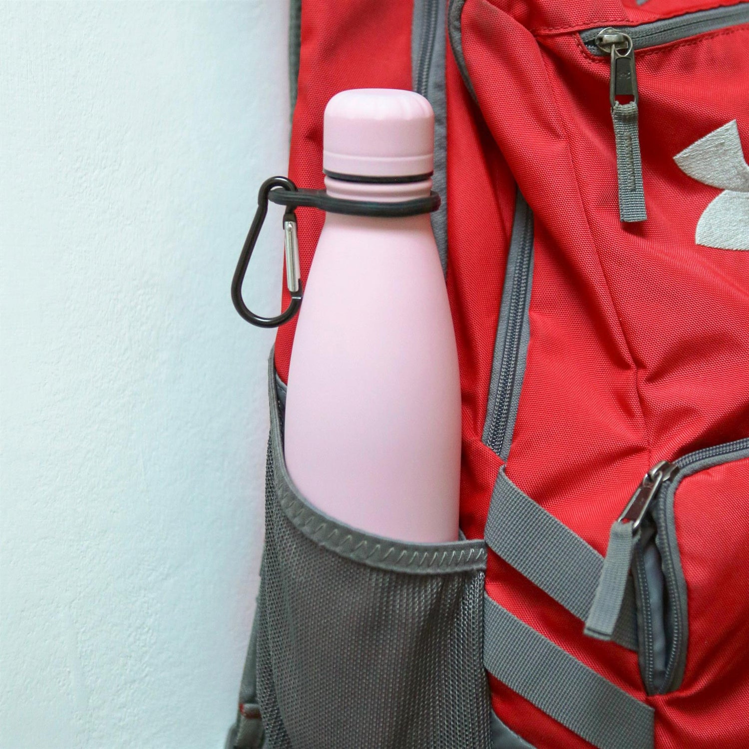 500ml Pink Stainless Steel Water Bottle with Carabiner Clip