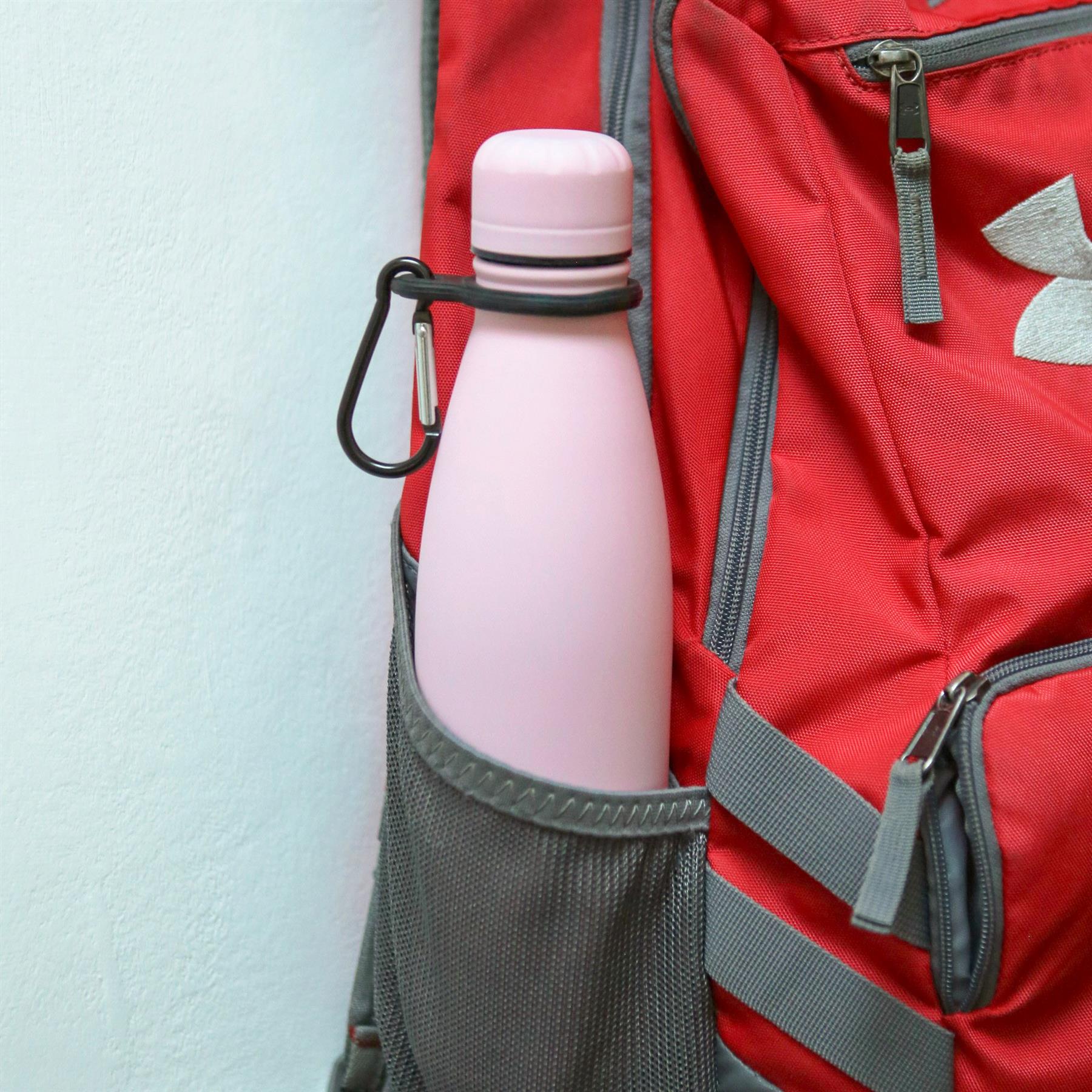 500ml Pink Stainless Steel Water Bottle with Carabiner Clip