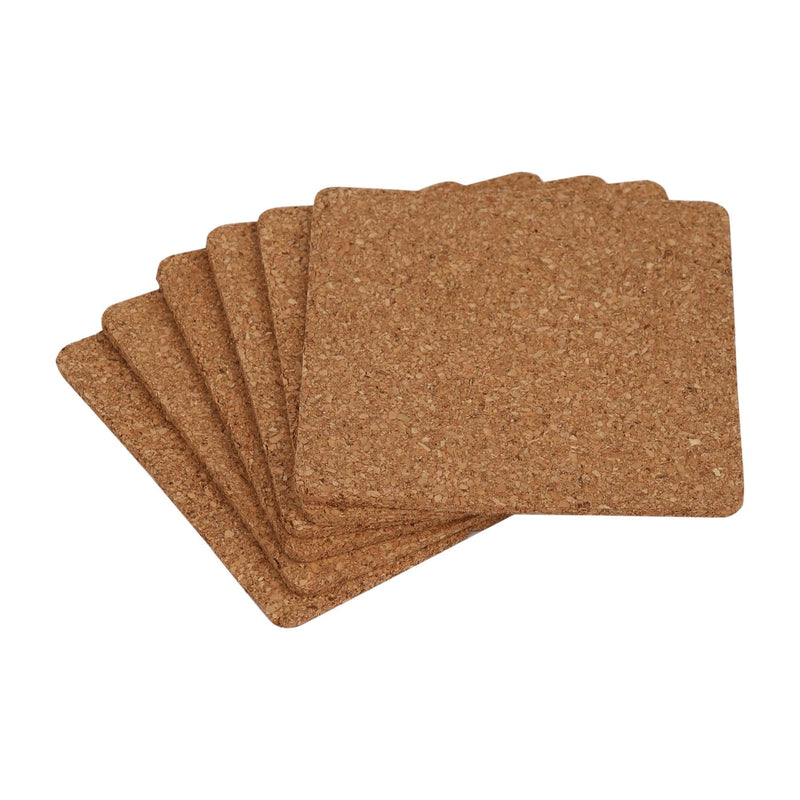 Square Cork Coasters - Pack of 6 - By Excellent Houseware