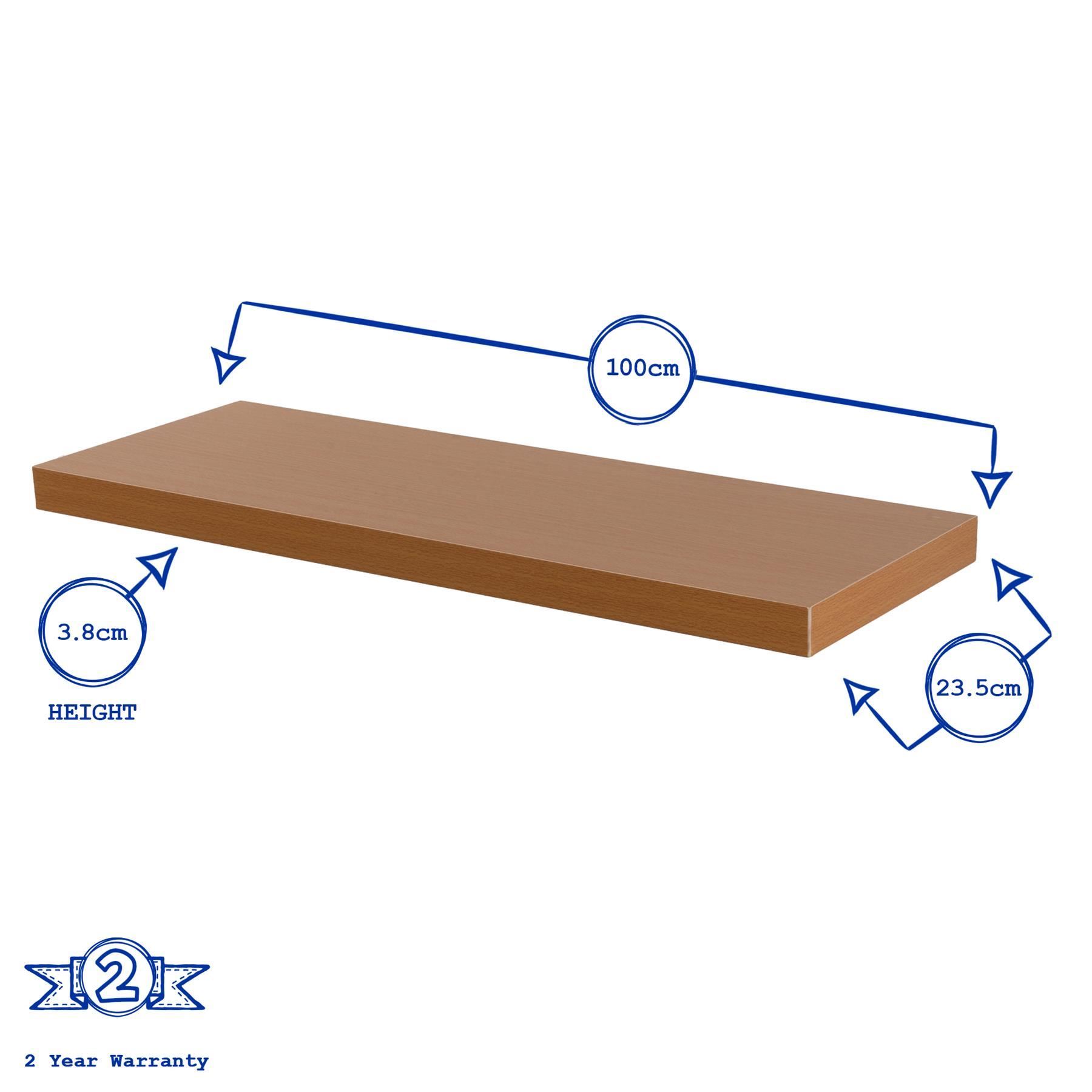 100cm Brown Modern Floating Shelves - Pack of Two