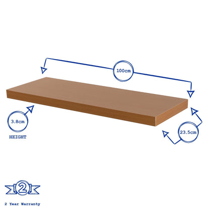 100cm Brown Modern Floating Shelves - Pack of Two