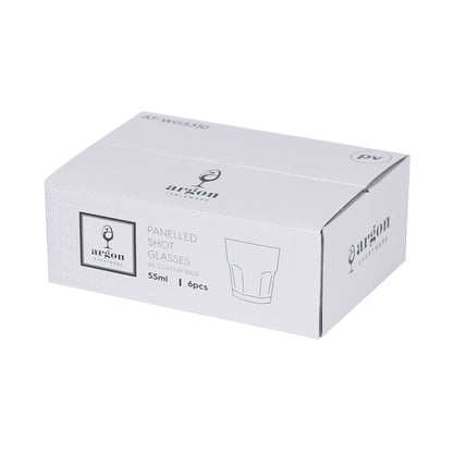 55ml Panelled Shot Glasses with Coloured Base - Pack of Six