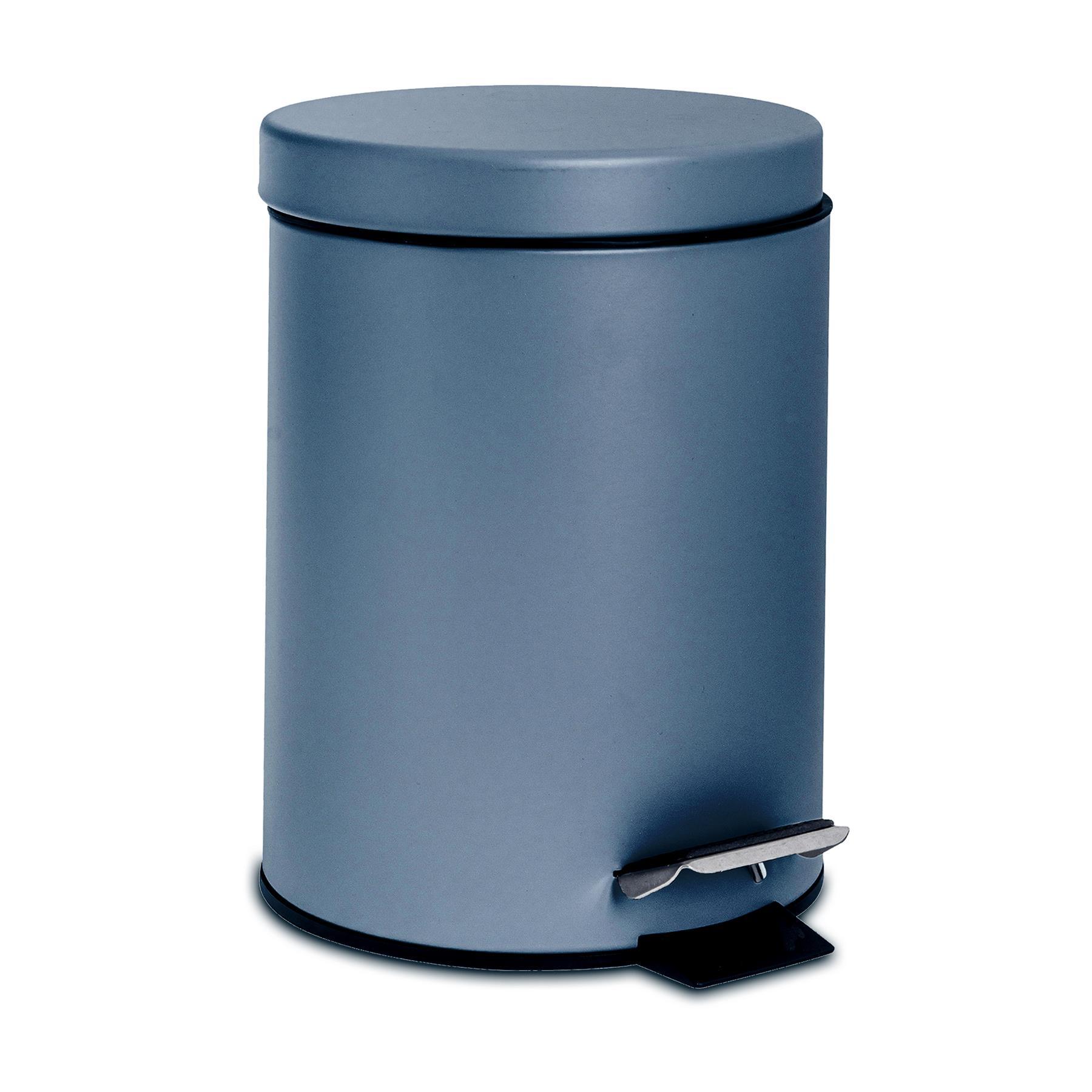 3L Matt Blue Round Stainless Steel Bathroom Pedal Bin