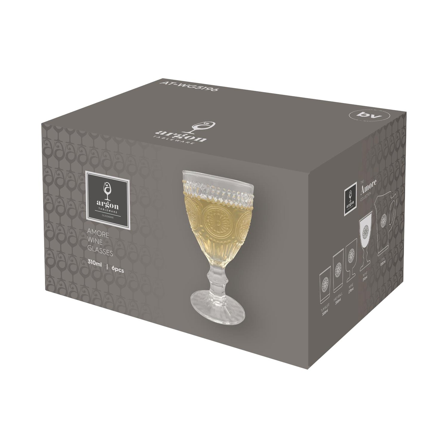 310ml Amore Ribbed Wine Glasses - Pack of Six