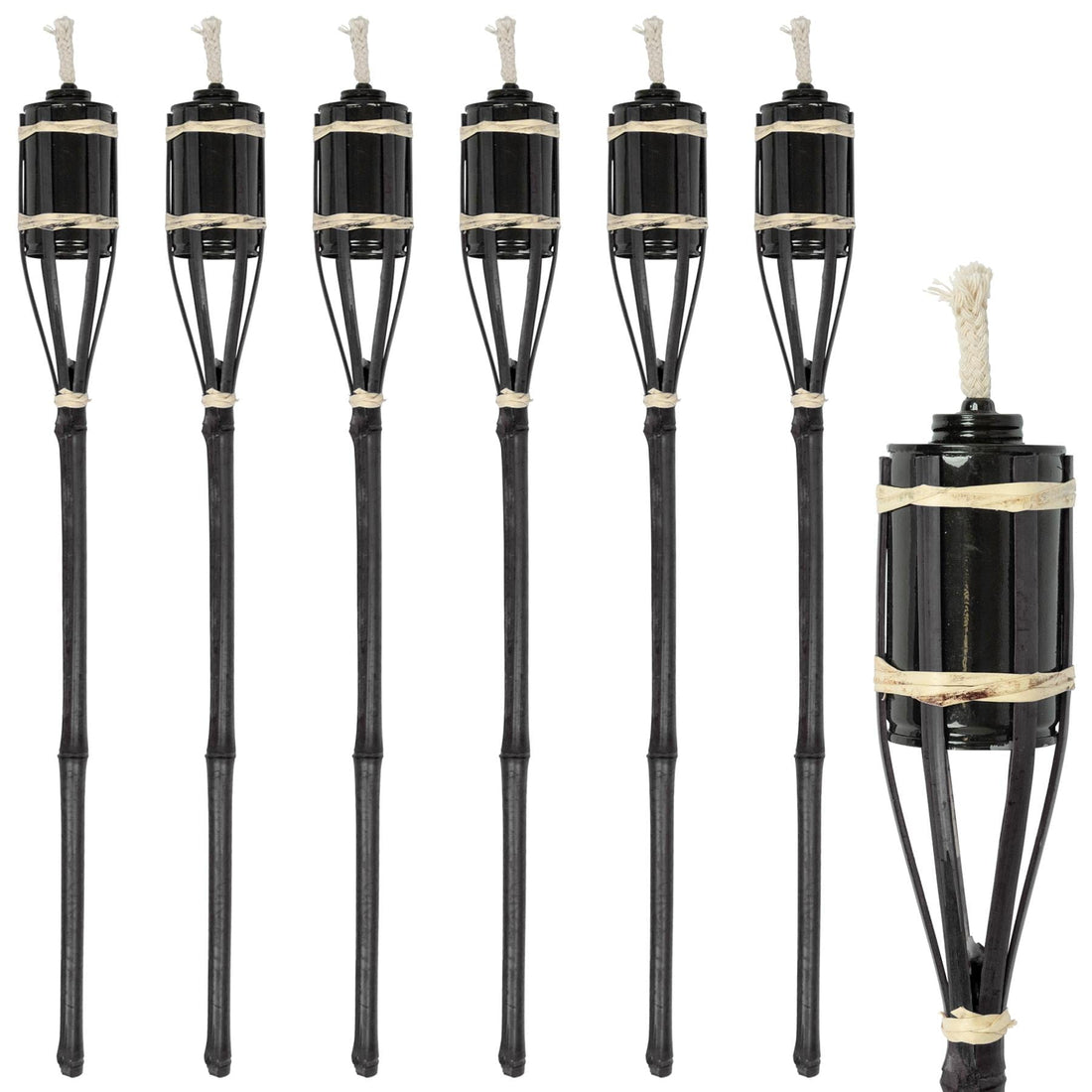 Black Bamboo 60cm Garden Fire Torches - Pack of Six