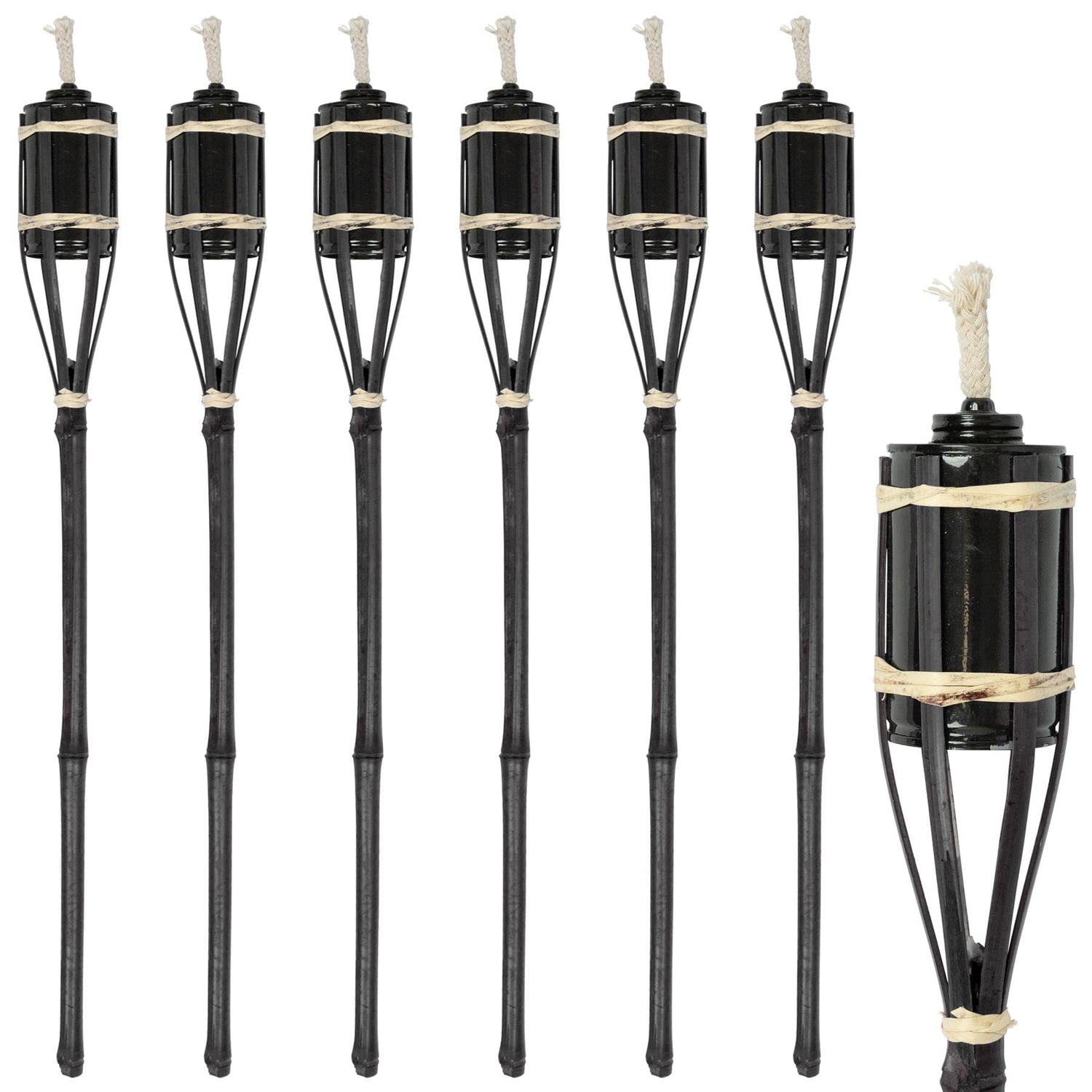 Black Bamboo 60cm Garden Fire Torches - Pack of Six