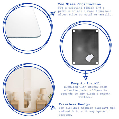 Self Adhesive Glass Wall Mirror - 30 x 40cm