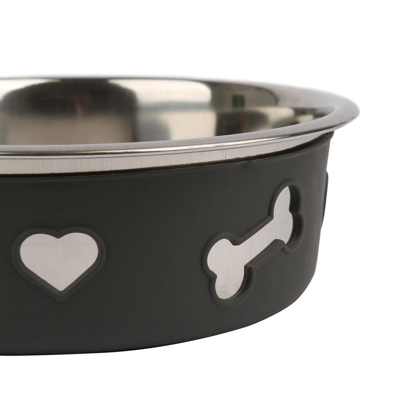 1.7L Stainless Steel Dog Bowl - Black - By Pets Collection