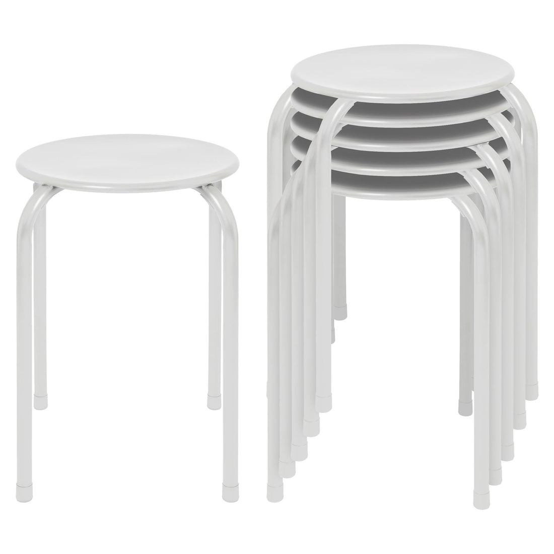 Matt White Metal Stacking Stools - Pack of 6