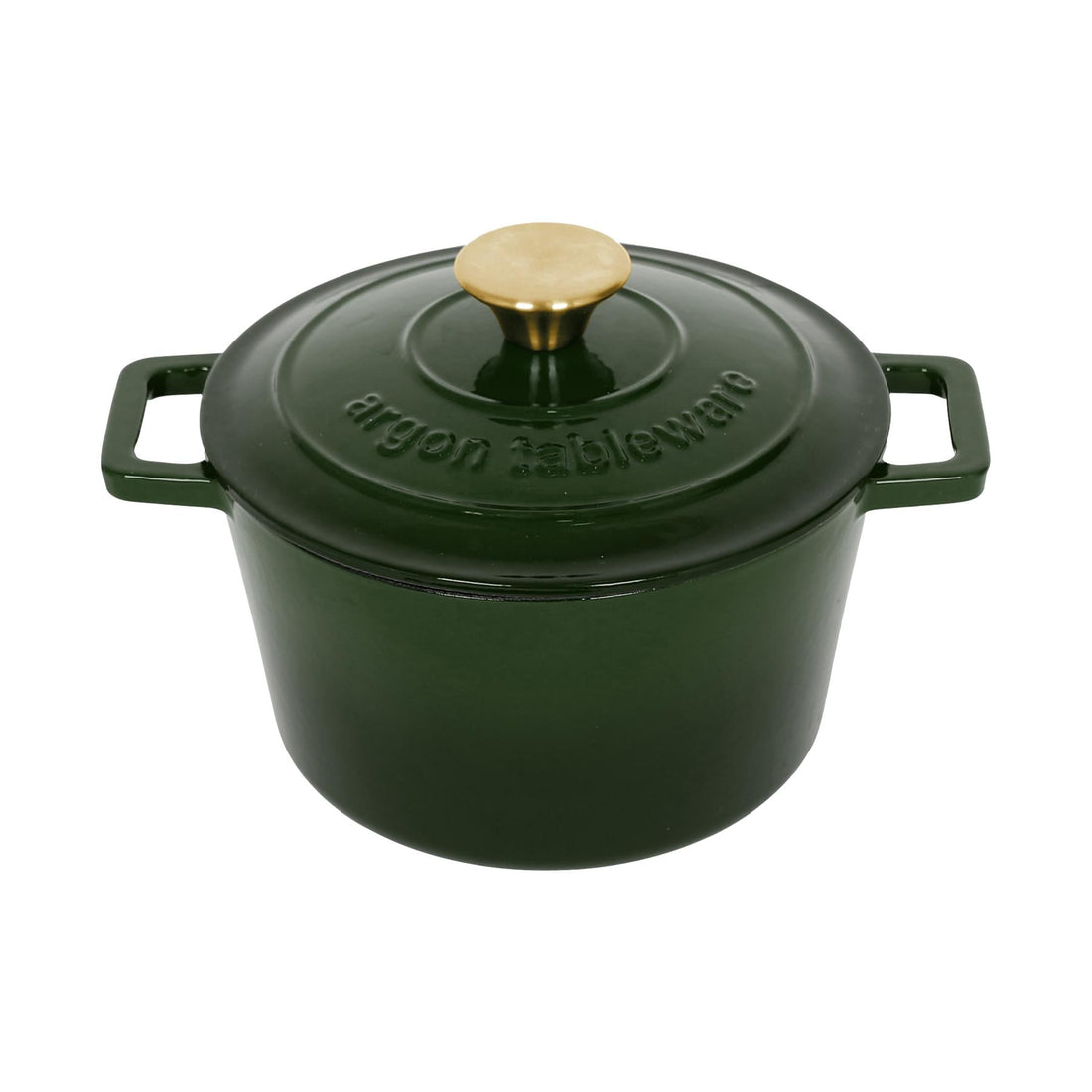 2.8L Dark Green Round Cast Iron Casserole Dish